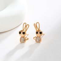 1 Pair Cute Xuping Sweet Rabbit Plating Copper Alloy 18k Gold Plated Ear Studs main image 3