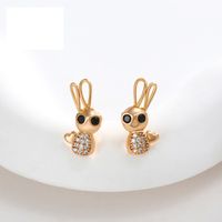 1 Paire Mignon Xuping Sucré Lapin Placage Alliage De Cuivre Plaqué Or 18k Boucles D'oreilles main image 2