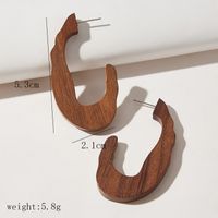 1 Pair Retro U Shape Wood Handmade Women's Ear Studs main image 6