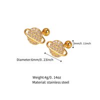 1 Pair Handmade Round Plating Inlay Copper Zircon 18K Gold Plated Ear Studs main image 1