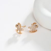 1 Pair Cute Xuping Sweet Horse Plating Inlay Copper Alloy Artificial Gemstones 18k Gold Plated Ear Studs main image 5