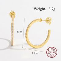 1 Pair Elegant Romantic Circle Plating Inlay Sterling Silver Zircon 14k Gold Plated White Gold Plated Hoop Earrings sku image 2