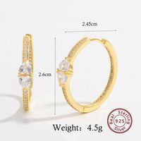 1 Pair Elegant Romantic Circle Plating Inlay Sterling Silver Zircon 14k Gold Plated White Gold Plated Hoop Earrings sku image 4