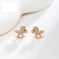 1 Pair Cute Xuping Sweet Horse Plating Inlay Copper Alloy Artificial Gemstones 18k Gold Plated Ear Studs main image 1