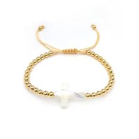 Simple Style Classic Style Cross Freshwater Pearl Copper Beaded Bracelets sku image 1