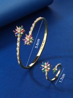 Elegant Classic Style Flower Copper Plating Inlay Zircon Gold Plated Rings Bracelets main image 3