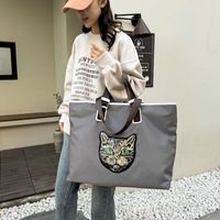 Frau Preppy-stil Klassischer Stil Strassenmode Katze Oxford-stoff Reise Taschen main image 4