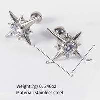 1 Pair Vintage Style Punk Solid Color Polishing Plating Inlay Stainless Steel Zircon Ear Studs main image 1