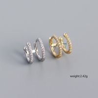Yhe0349 Europe And America Cross Border S925 Silver Ins Geometric Metallic Double-layer Round Micro Inlaid Zircon Ear Clips Earrings main image 5