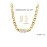 Stainless Steel Titanium Steel 18K Gold Plated Elegant Lady Enamel Geometric Earrings Necklace sku image 1