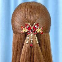 Simple Style Butterfly Alloy Hollow Out Tassel Hair Clip main image 2