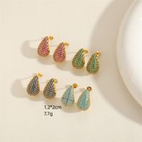 1 Piece Vintage Style Classic Style Water Droplets Plating Inlay Copper Zircon 14k Gold Plated White Gold Plated Ear Studs main image 2