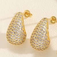 1 Piece Vintage Style Classic Style Water Droplets Plating Inlay Copper Zircon 14k Gold Plated White Gold Plated Ear Studs main image 6