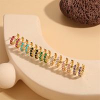 1 Pair Simple Style Color Block Plating Inlay Brass Zircon 14k Gold Plated Hoop Earrings main image 3