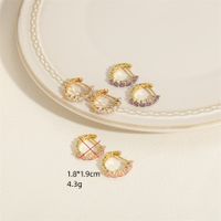 1 Pair Simple Style Color Block Plating Inlay Brass Zircon 14k Gold Plated Hoop Earrings main image 2