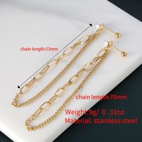 1 Pair Vintage Style Solid Color Polishing Plating Stainless Steel Artificial Pearl 14K Gold Plated Ear Studs main image 1