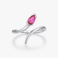 Ig Style Simple Style Snake Sterling Silver Plating Inlay Zircon Rhodium Plated Open Rings sku image 1