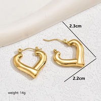 1 Pair IG Style Basic Heart Shape Plating 201 Stainless Steel 18K Gold Plated Earrings main image 6