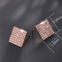 1 Pair Elegant Xuping Sweet Square Flower Plating Inlay Copper Alloy Artificial Gemstones 18k Gold Plated Ear Studs main image 2