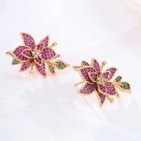 1 Pair Elegant Xuping Sweet Square Flower Plating Inlay Copper Alloy Artificial Gemstones 18k Gold Plated Ear Studs main image 7
