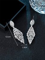 1 Pair Glam Luxurious Wedding Geometric Plating Inlay Brass Zircon White Gold Plated Drop Earrings main image 2