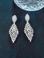 1 Pair Glam Luxurious Wedding Geometric Plating Inlay Brass Zircon White Gold Plated Drop Earrings main image 3