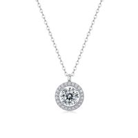 Simple Style Round Sterling Silver Inlay Moissanite Pendant Necklace sku image 2