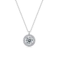 Style Simple Rond Argent Sterling Incruster Moissanite Pendentif main image 4