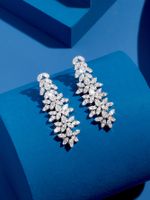 1 Paire Glamour Luxueux Mariage Géométrique Placage Incruster Laiton Zircon Or Blanc Plaqué Boucles D'oreilles main image 1