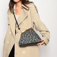 Women's Pu Leather Color Block Classic Style Streetwear Sequins Square Lock Clasp Shoulder Bag Square Bag sku image 4