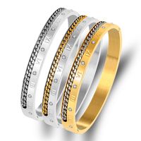 Simple Style Classic Style Color Block Stainless Steel Inlay Rhinestones Unisex Bangle main image 1
