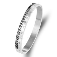 Simple Style Classic Style Color Block Stainless Steel Inlay Rhinestones Unisex Bangle main image 3