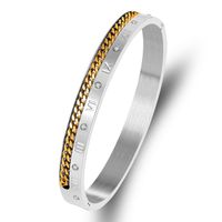 Simple Style Classic Style Color Block Stainless Steel Inlay Rhinestones Unisex Bangle main image 4