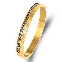 Simple Style Classic Style Color Block Stainless Steel Inlay Rhinestones Unisex Bangle main image 5