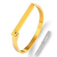 Simple Style Commute Solid Color Stainless Steel Plating Gold Plated Bangle main image 2