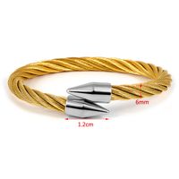 Rock Streetwear Solid Color Stainless Steel Plating Bangle main image 5