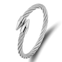Rock Streetwear Solid Color Stainless Steel Plating Bangle main image 3