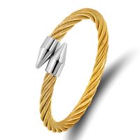 Rock Streetwear Solid Color Stainless Steel Plating Bangle sku image 3