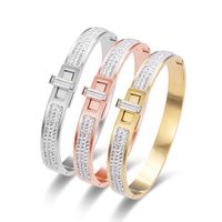 Lady Simple Style Classic Style Geometric Stainless Steel Plating Inlay Zircon Bangle main image 1