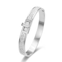 Lady Simple Style Classic Style Geometric Stainless Steel Plating Inlay Zircon Bangle main image 4