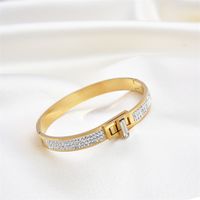 Lady Simple Style Classic Style Geometric Stainless Steel Plating Inlay Zircon Bangle main image 6