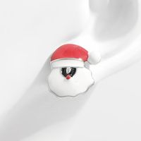 1 Pair Cute Christmas Santa Claus Epoxy Sterling Silver White Gold Plated Ear Studs main image 2