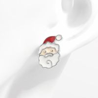 1 Pair Cute Christmas Santa Claus Epoxy Sterling Silver White Gold Plated Ear Studs main image 3
