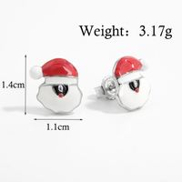 1 Pair Cute Christmas Santa Claus Epoxy Sterling Silver White Gold Plated Ear Studs sku image 2