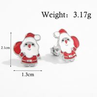 1 Pair Cute Christmas Santa Claus Epoxy Sterling Silver White Gold Plated Ear Studs sku image 3