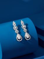 1 Pair Glam Luxurious Wedding Maple Leaf Water Droplets Plating Inlay Brass Zircon White Gold Plated Drop Earrings main image 1