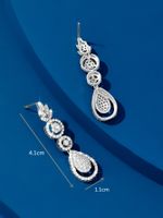 1 Pair Glam Luxurious Wedding Maple Leaf Water Droplets Plating Inlay Brass Zircon White Gold Plated Drop Earrings main image 4