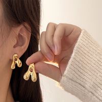 1 Pair Casual Simple Style Letter Polishing Plating Copper Gold Plated Silver Plated Ear Studs main image 4