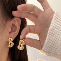 1 Pair Casual Simple Style Letter Polishing Plating Copper Gold Plated Silver Plated Ear Studs main image 6