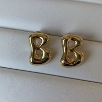 1 Pair Casual Simple Style Letter Polishing Plating Copper Gold Plated Silver Plated Ear Studs sku image 3